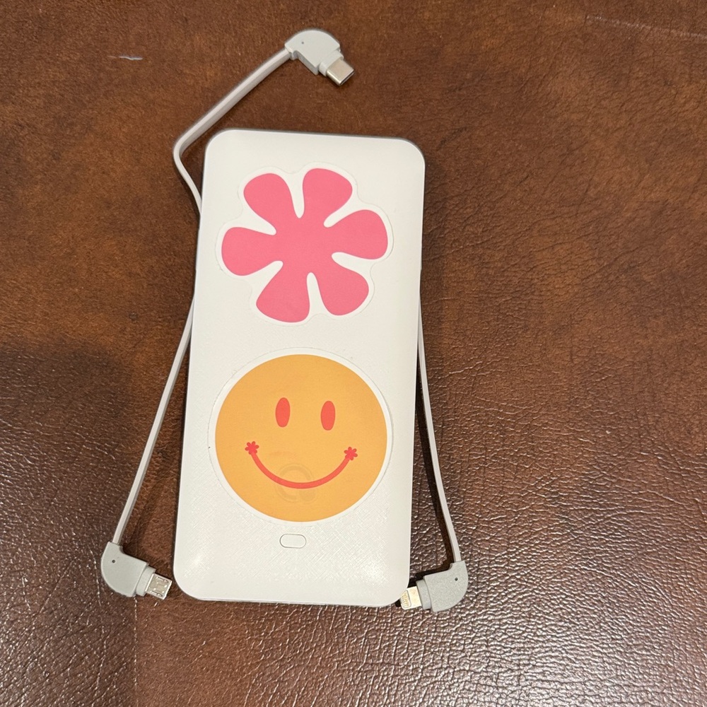 White and Pink Emoji Power Bank